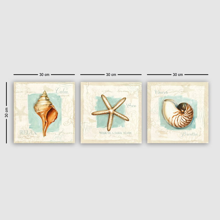 Wallity Conjunto de 3 Pinturas Decorativas en Lienzo Multicolor